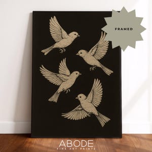 Modern Bird FRAMED Print / Scandinavian Art Print  / Neutral Wall Decor / Hand-Drawn Bird Illustration / Modern Bird Print