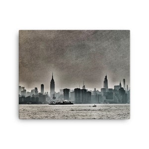 New York from the Water Dark Canvas