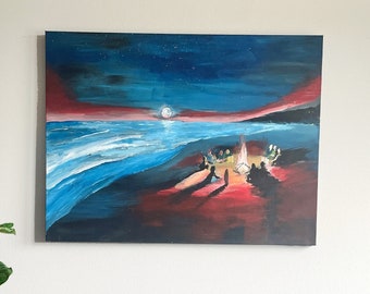Pintura original de 30 "x 40", pintura acrílica em tela, arte personalizada, arte de parede, parede de sala de estar