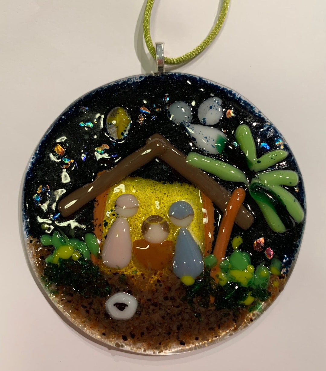 Nativity Scene Fused Glass Ornaments Etsy