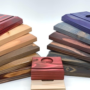 Stained Wood Display Stand: Glass Art & Tea Light Holder