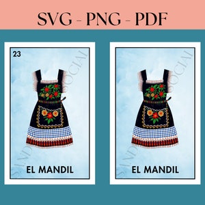 El Mandil, Avental Mexicano Cartão Loteria SVG, PNG, PDF Arquivo Digital | Download instantâneo