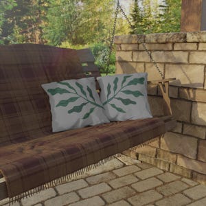 Green Fern Outdoor Pillow: Botanical Garden Patio Decor