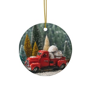Red Pickup Truck Christmas Ornament: Vintage Holiday Tree Decoration