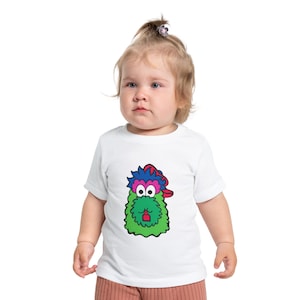 Baby Short Sleeve T-Shirt with Funny Cartoon Image of Philly Phanatic Baseball Fan Apparel Infant Tee Kids Clothing Cute MLB Fan