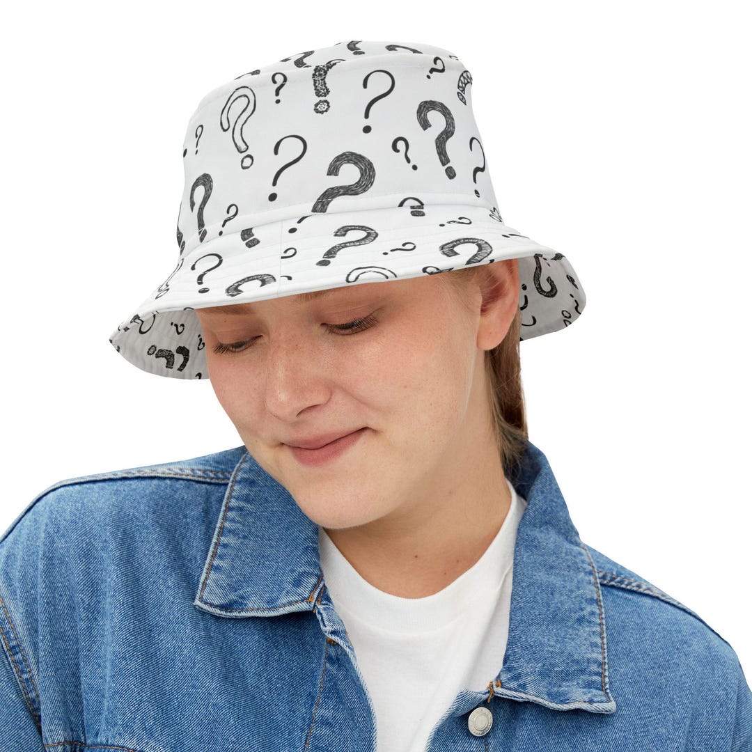 Question Mark Bucket Hat: Quirky Riddler Style - Festival Fashion - Etsy