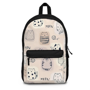Meow Cartoon Cat Backpack, Cute Cat Lover School Bag, Funny Kitty Print Backpack, Cat Pet Backpack for Kids & Adults, Cat Themed Gift