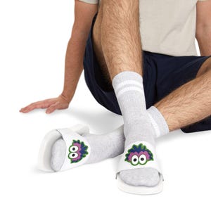 Sandals with Google Eyes of Philadelphia Phanatic, Mens Sandals, Funny Slides, Novelty Footwear, Gift for Him, Summer Shoes