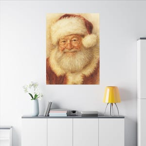 Watercolor Santa Claus Canvas Art: Christmas Holiday Home Decor