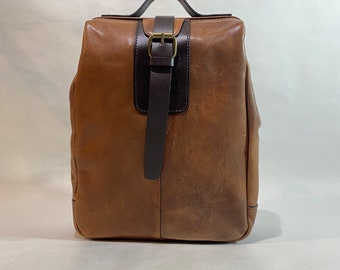 Mochila elegante para mujer - Elegante bolso de cuero para trabajo y viajes - Mochila grande marrón con múltiples compartimentos