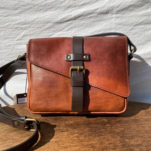 Handmade Leather Crossbody Bag | Small Brown Messenger Satchel | Rustic Shoulder Bag Men Women