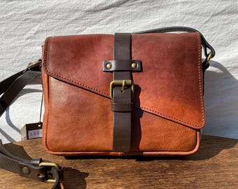 bandoulière en cuir fait main | Petit sac messager marron | Sac à bandoulière rustique Homme Femme