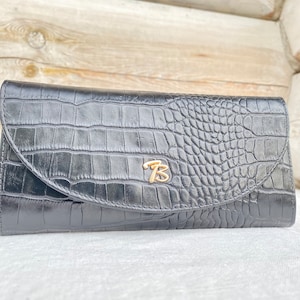 Cartera de cuero para mujer - Monedero de cuero para mujer - Monedero negro multicolor Monedero - Monedero Monedero - Monedero de tamaño mediano para tarjetas y efectivo