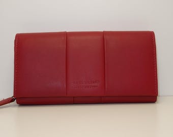 Handcrafted Large Size Red Genuine Leather Wallet- Spacious, Soft Purse