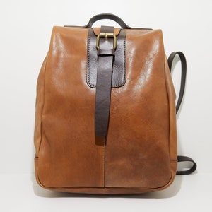 Mochila elegante para mujer - Elegante bolso de cuero para trabajo y viajes - Mochila mediana marrón con múltiples compartimentos