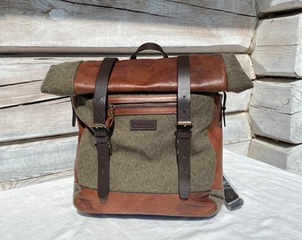 Leather canvas backpack - Vintage canvas backpack - High quality backpack - Vintage backpack with tags - Rucksack