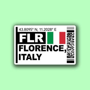 FLR Florence Boarding Pass Glossy Sticker | Italy Travel Sticker | Florence Sticker | Laptop/Luggage Sticker | Airport Sticker, Italian City