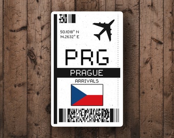 PRG Prague Boarding Pass Glossy Sticker | Czech Republic Travel Sticker | Prague Travel Sticker | Laptop/Luggage Sticker | Airport Sticker