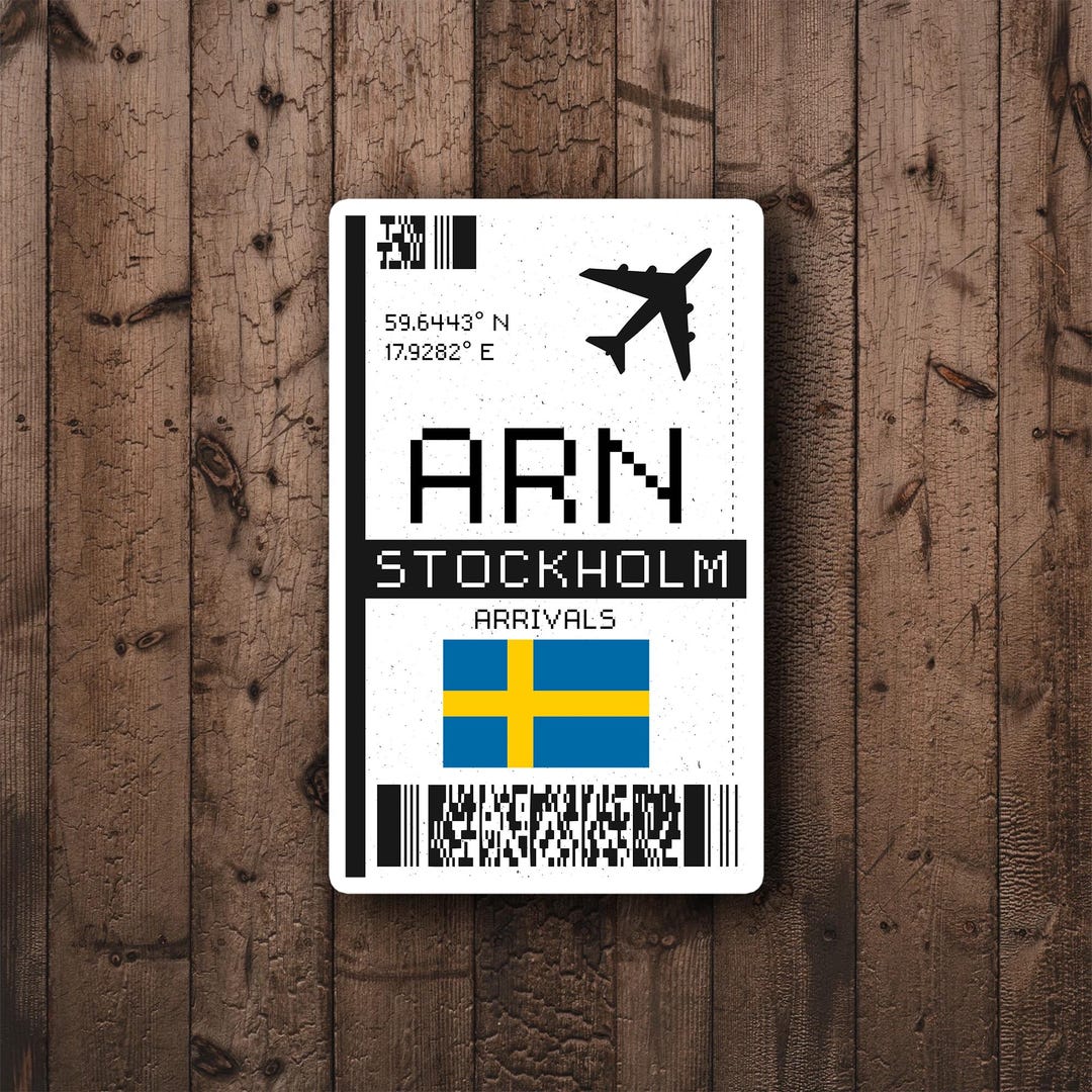 ARN Stockholm, Sweden Boarding Pass Sticker | Sweden Sticker | Europe ...