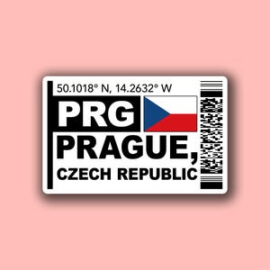 PRG Prague Boarding Pass Glossy Sticker | Czech Republic Travel Sticker | Prague Sticker | Laptop/Luggage Sticker | Airport Sticker
