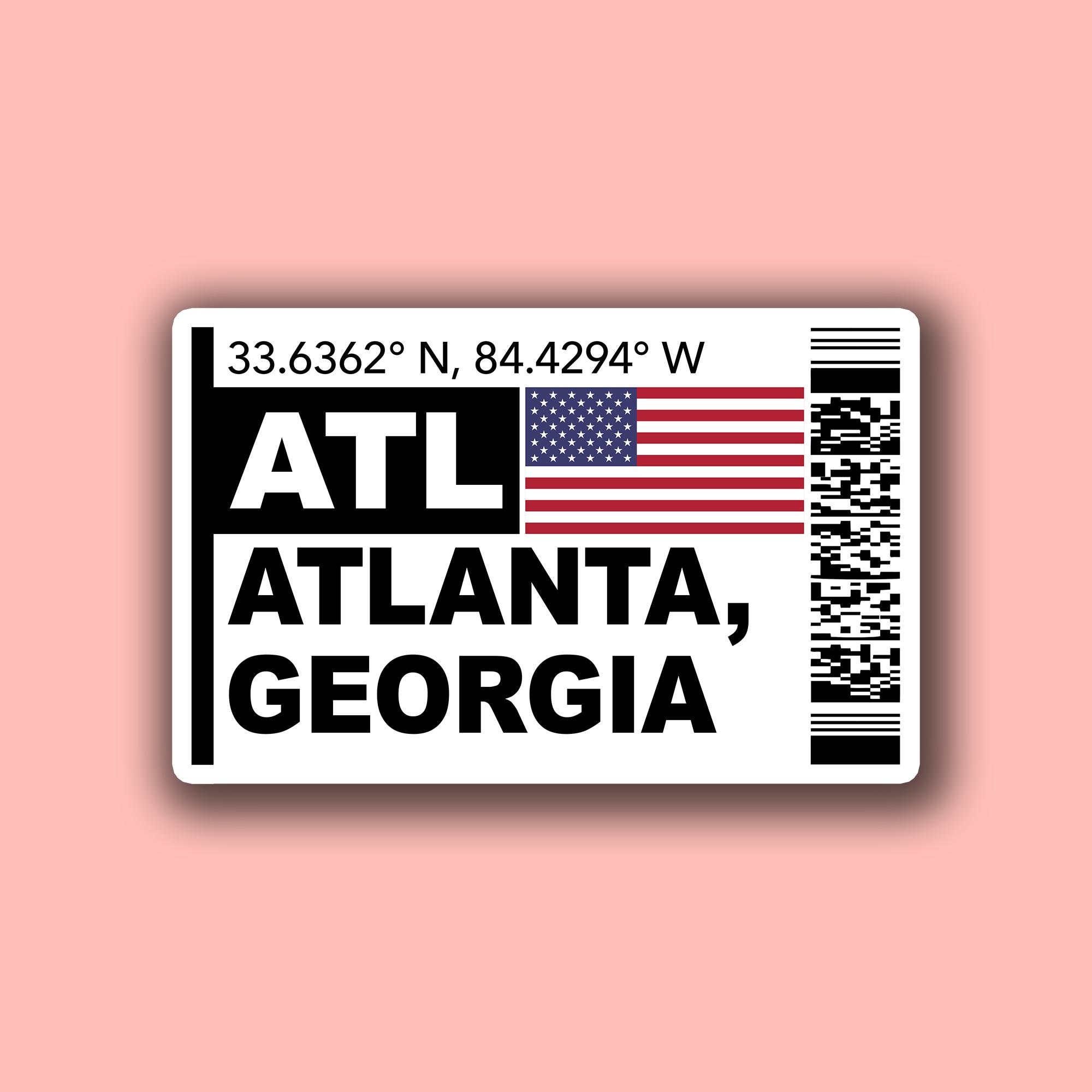 ATL Atlanta Boarding Pass Glossy Sticker | Georgia Travel Sticker ...