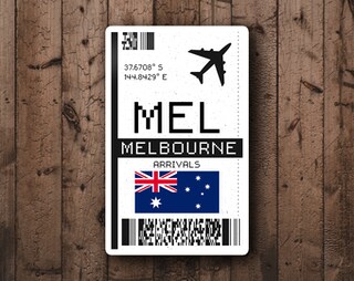 Foglio Adesivi Melbourne Landmarks – A5 Vinile Lucido, Punti Di Riferimento Australia, Bandiera, Mappa, Per Valigia E Scrapbooking #79139