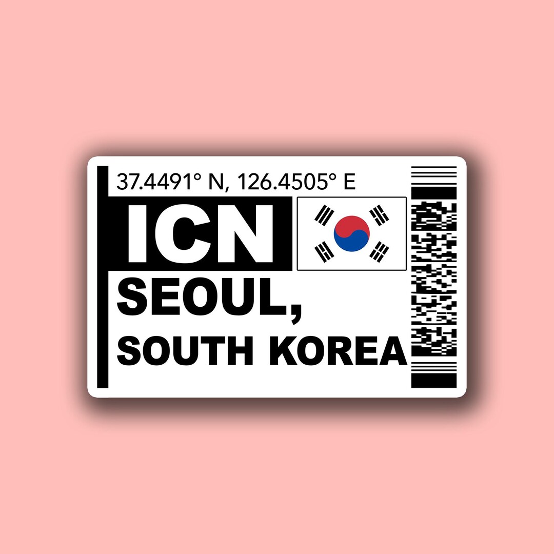 Icn Sticker Example ICN Seoul Boarding Pass Glossy Sticker - South Korea Airport Travel ...