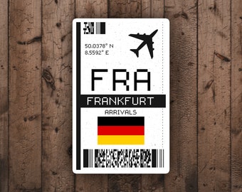 FRA Frankfurt Boarding Pass Glossy Sticker | Germany Travel Sticker | Frankfurt Sticker | Laptop/Luggage Sticker | Airport Sticker | Europe