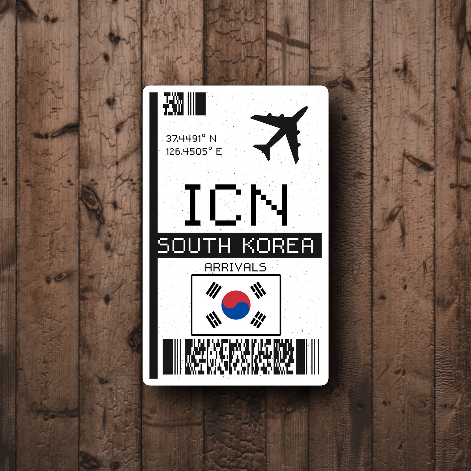 Icn Sticker Example ICN Seoul Boarding Pass Glossy Sticker - South Korean City Airport ...
