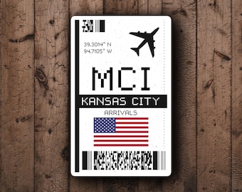 MCI Kansas City Boarding Pass Glossy Sticker