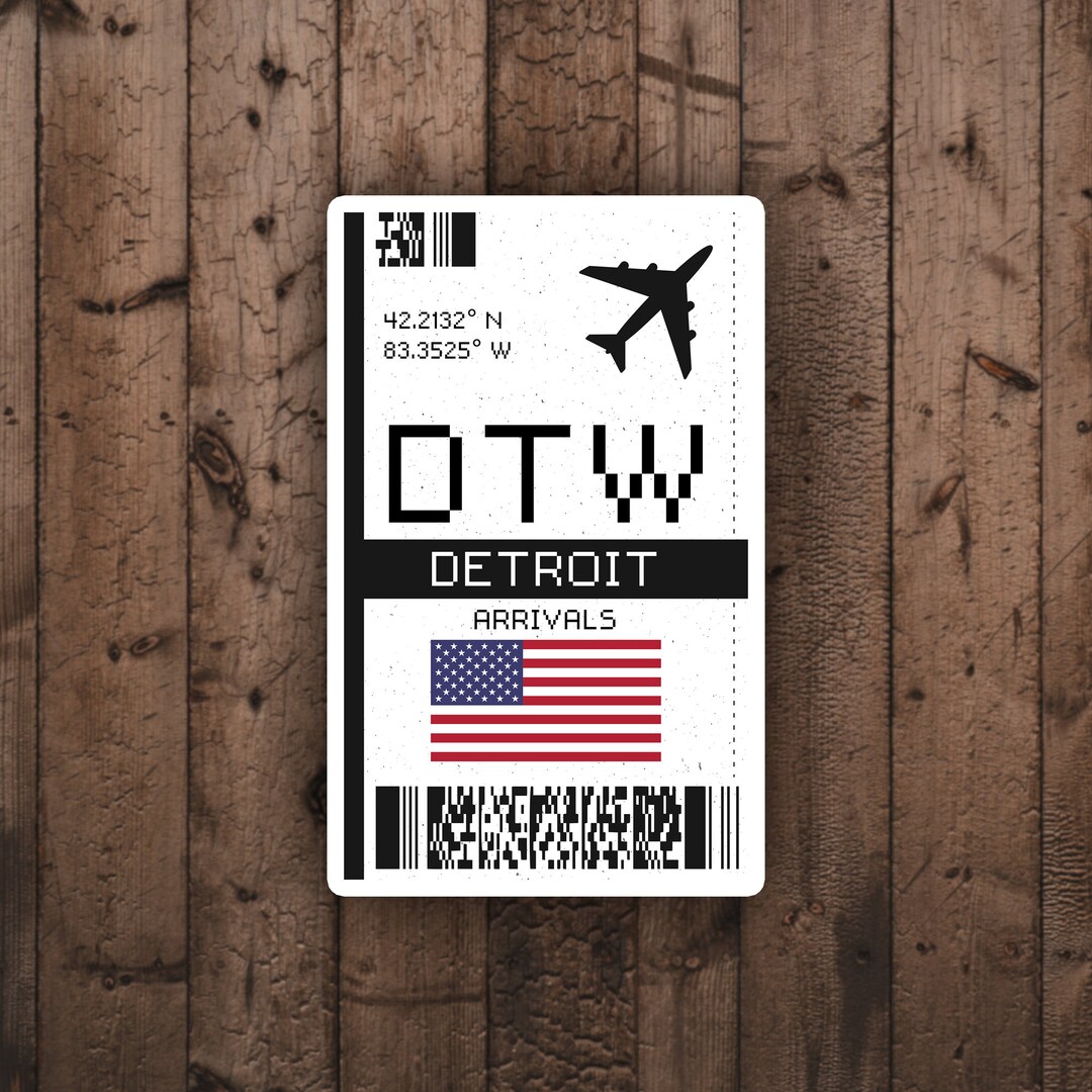 DTW Detroit Boarding Pass Glossy Sticker - Michigan Airport Travel ...