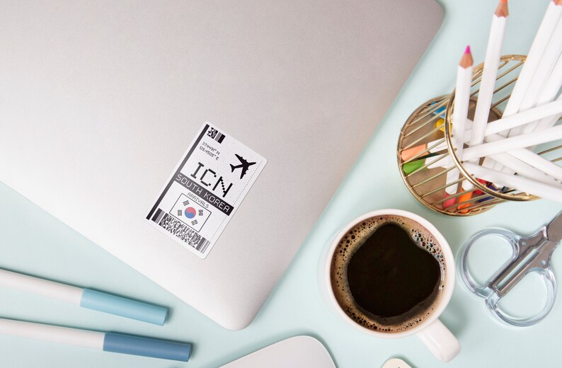 Icn Sticker Example ICN Seoul Boarding Pass Glossy Sticker - South Korean City Airport ...