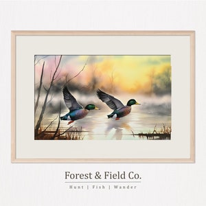 Stockente Ente Aquarell Gemälde: Jagdhaus Kunstdruck (Digitaler Download)