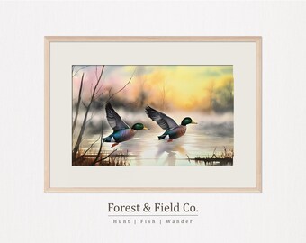 Mallard Duck Watercolor Painting: Hunting Lodge Art Print (Digital Download)