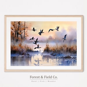 Thrilling Duck Hunt Scene Print - Ideal for Hunters, Captivating Outdoor Artwork, Unique Wall Decor