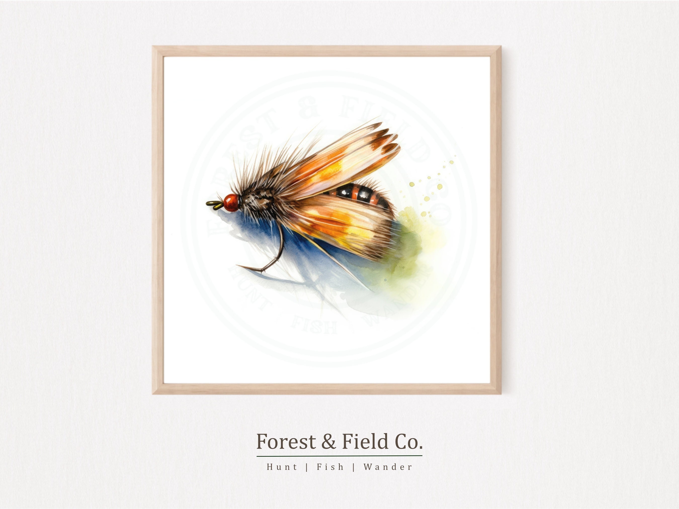 Watercolor Fly Fishing Prints Artisanal Dry Flies and Nymph Flies