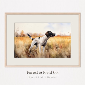 Hunting Dog Wall Art for Hunting Lodge Decor | German Short Haired Watercolor Painting | Printable Wall Art | Digital Download | ffac-0026