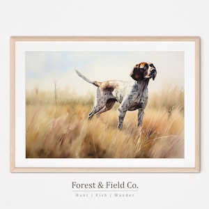 Vintage Hunting Dog Print - Rustic German Shorthaired Pointer Artwork, Nostalgic Hunter&#39;s Decor, Classic Field Dog Imagery