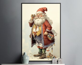 Vintage Santa Claus Christmas Print | Gravure Style, Edwardian Art (Digital Download)