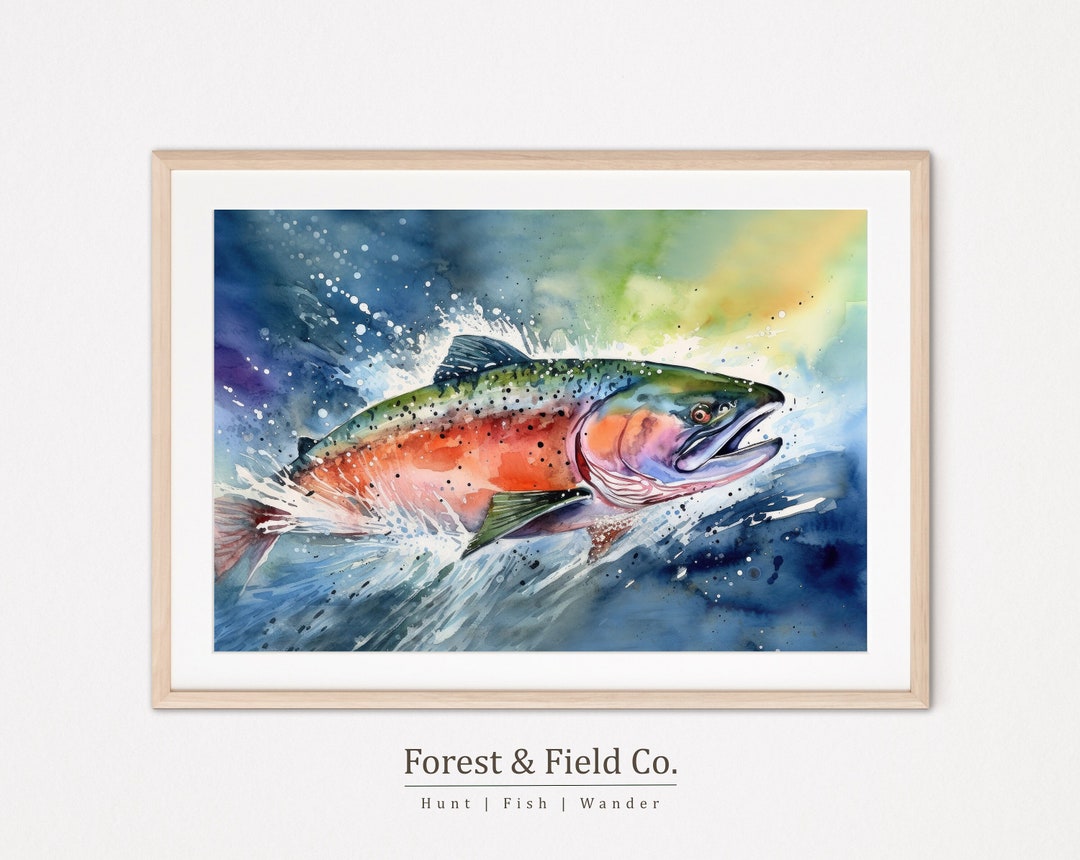 Majestic King Salmon Wall Art Printable Digital Download for Fishing