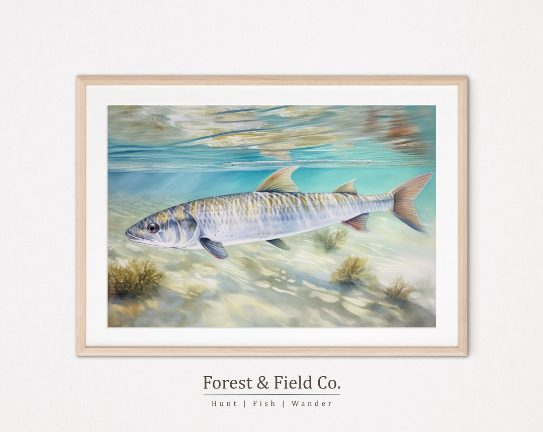 Bonefish Watercolor Art Print, Fishing Lodge Decor (digital Download ...