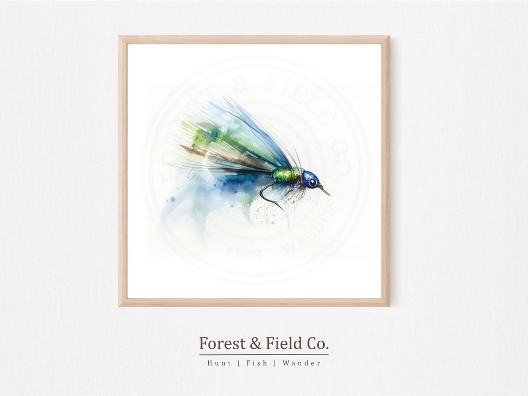 Fly Fishing Watercolor Art Prints for Rustic Lodge Decor Etsy