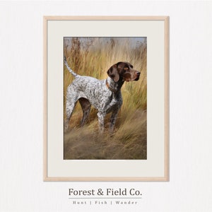 Capture the spirit of the hunt with our bird dog artwork, depicting the intense focus and determination of the German Shorthaired