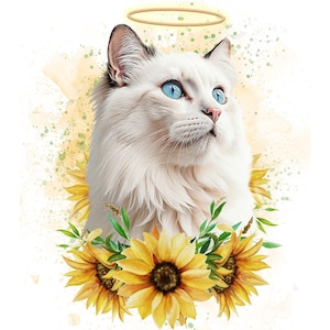 Ritratto di gatto ad acquerello personalizzato / Memoriale di gatto / Arte digitale per animali domestici / Stampa personalizzata di gatto / Regalo per la perdita di un animale domestico / Regalo di Natale per gli amanti dei gatti