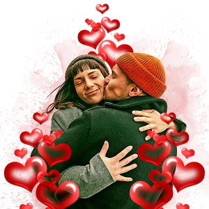 Ritratto di coppia personalizzato / Dipinto ad acquerello personalizzato da foto / Regalo unico per San Valentino per lui / Opera d'arte con ritratto di famiglia