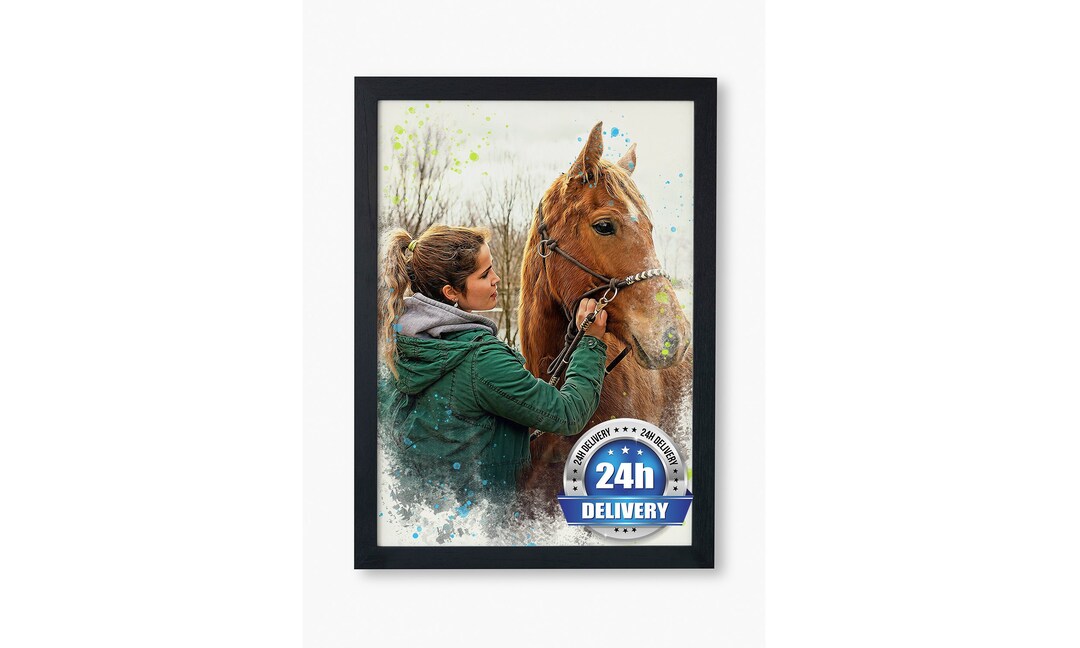 Personalized Horse Artwork Horse and Rider Portrait Unique Gift Idea ...