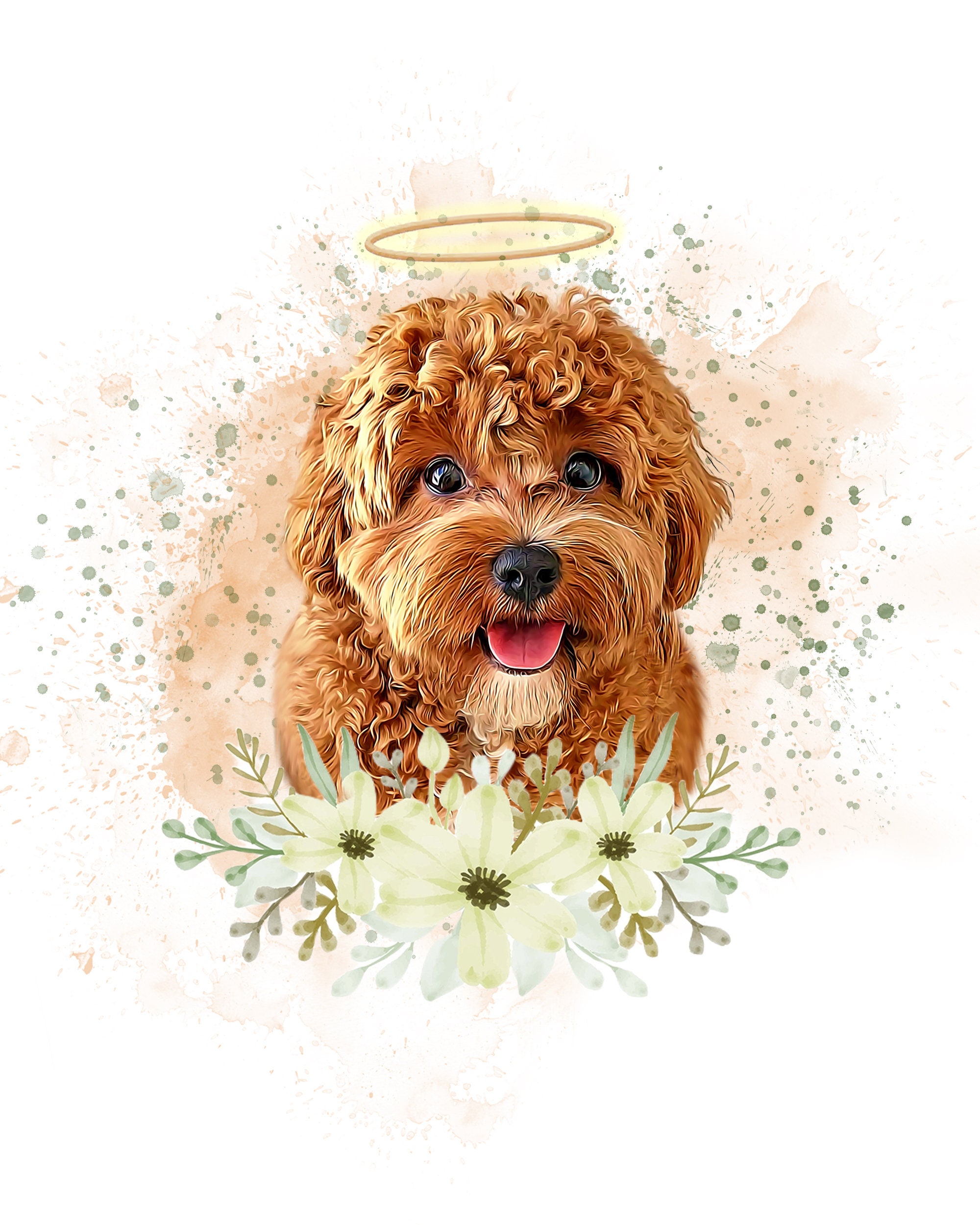 Custom Watercolor Pet Portrait From Photo | Dog Memorial Digital Art ...