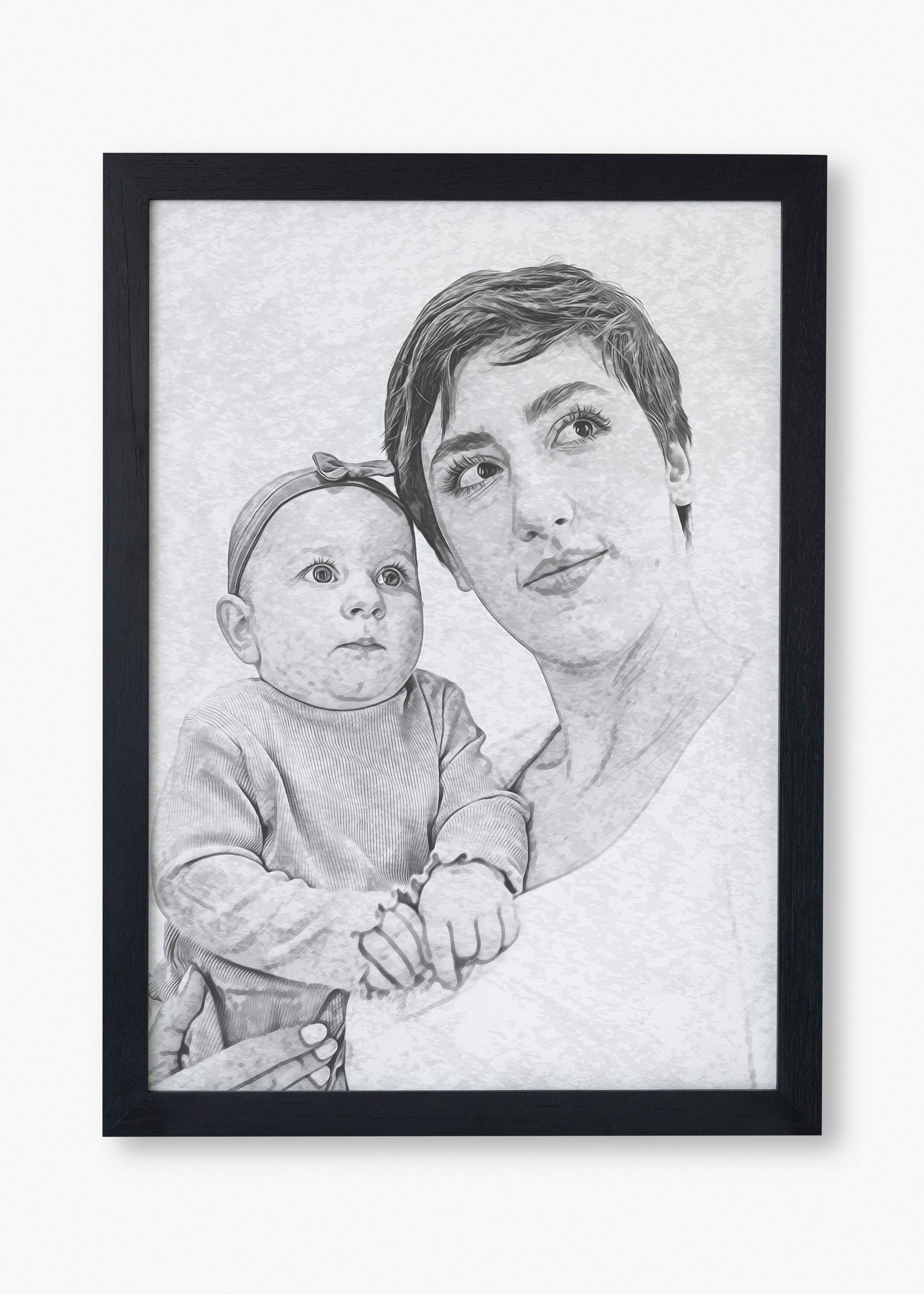 Custom Pencil Drawing Gift for Mom Photo Print as - Etsy