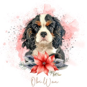 Ritratto di animale domestico personalizzato ad acquerello - Arte commemorativa digitale per cani, stampa personalizzata per animali domestici, regalo di Natale unico, ritratto commemorativo di cane