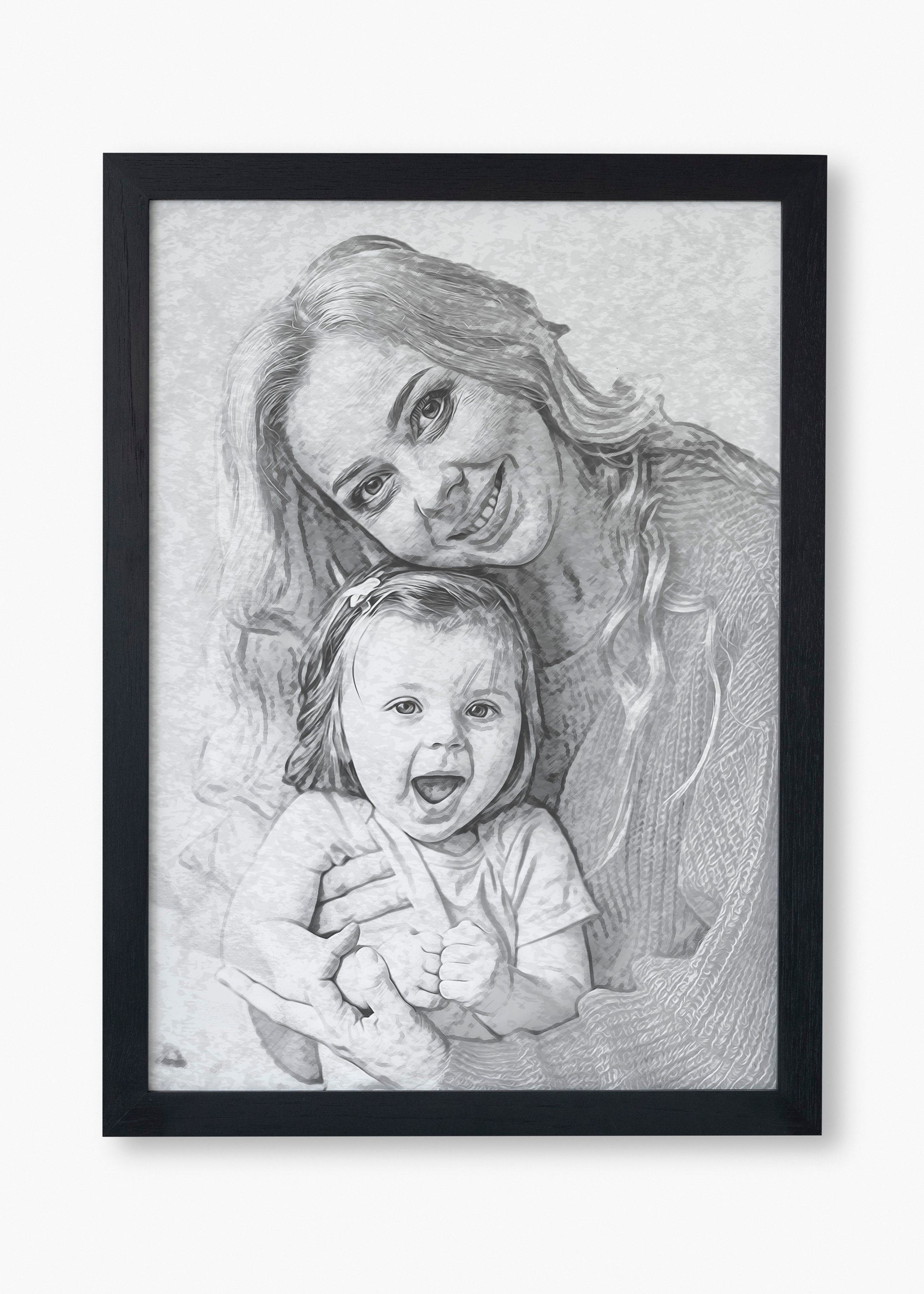Custom Pencil Drawing Gift for Mom Photo Print as - Etsy